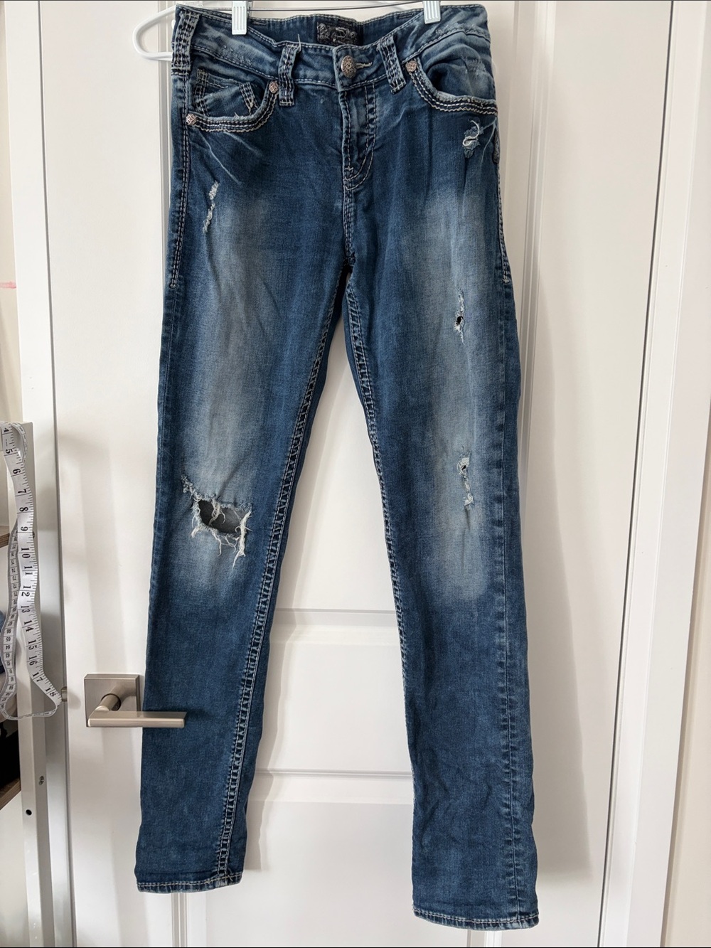 Silver Jeans Women’s Skinny Distressed Blue Denim Jeans